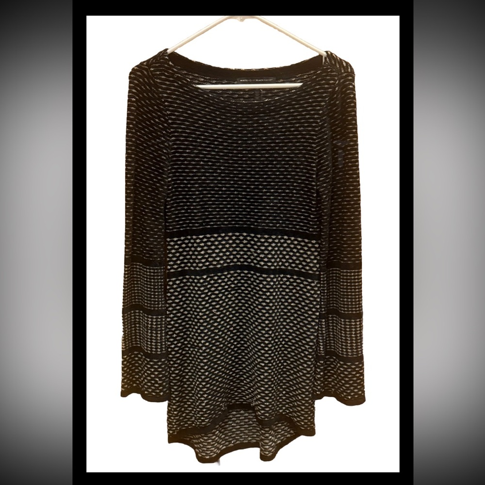 White House Black Market Mini Sweater Dress Silver Metallic Size XS
